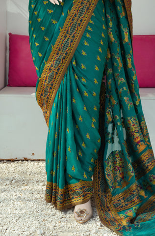 Luxurious 100% Pure Silk Chiffon Saree