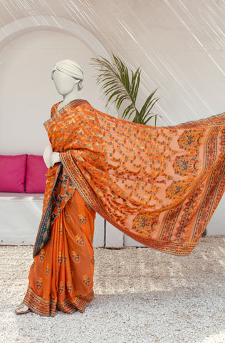 Luxurious 100% Pure Silk Chiffon Saree