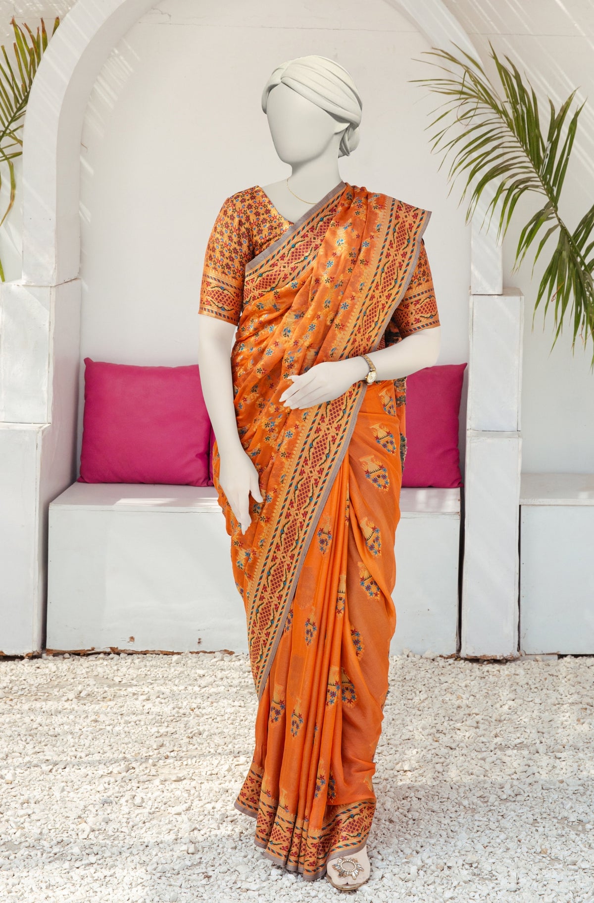 Luxurious 100% Pure Silk Chiffon Saree