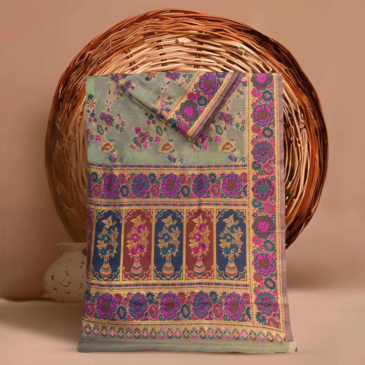 Luxurious 100% Pure Silk Chiffon Duppata/Shawl - DUP-04O