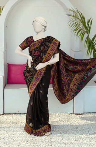 Luxurious 100% Pure Silk Chiffon Saree