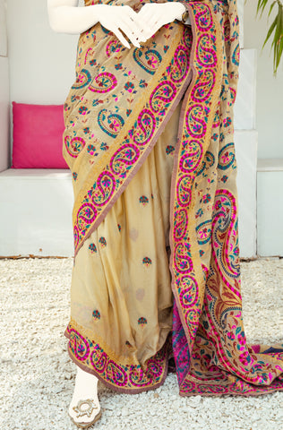 Luxurious 100% Pure Silk Chiffon Saree