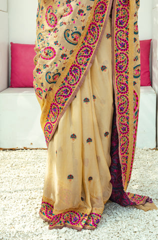 Luxurious 100% Pure Silk Chiffon Saree