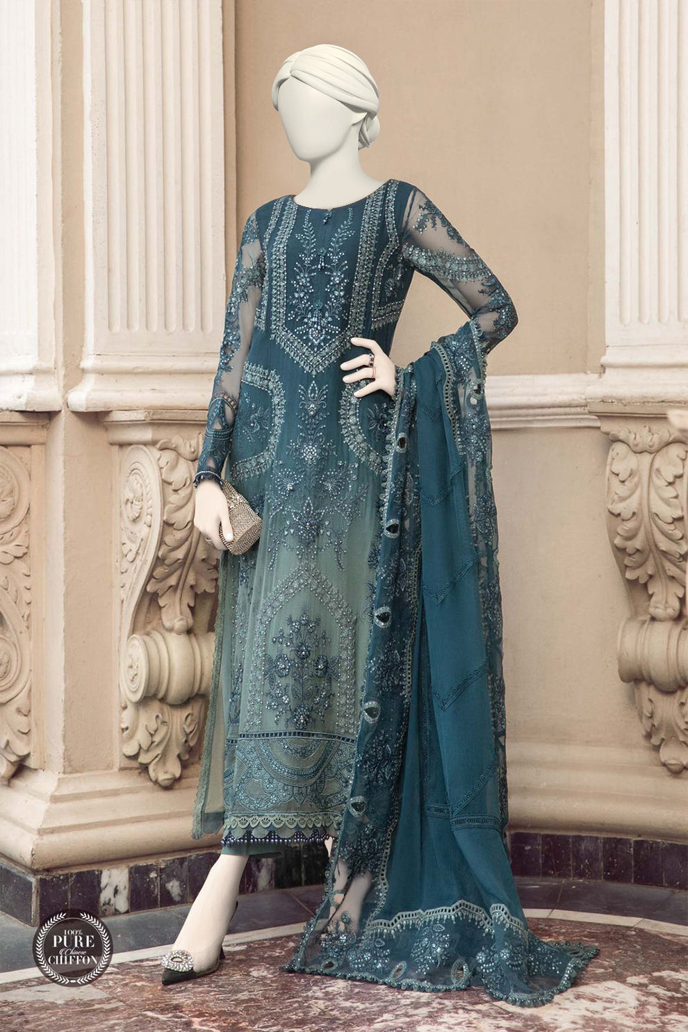Embroidered Chiffon Unstitched 3 PCs Suit