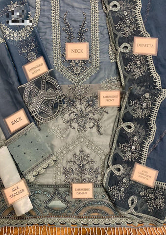 Embroidered Chiffon Unstitched 3 PCs Suit